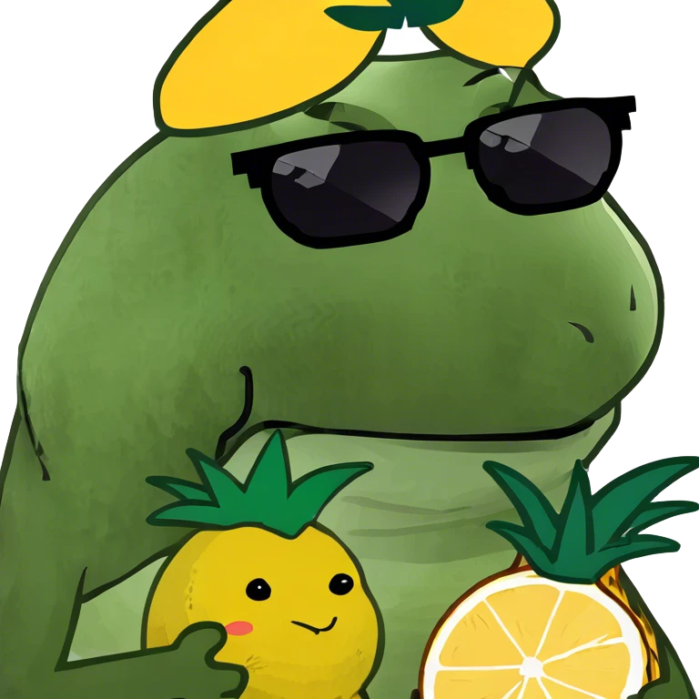 A lemon and a pineapple hugging  emoji