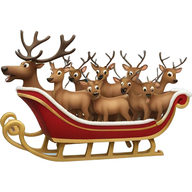 sleigh with 8 reindeer  emoji