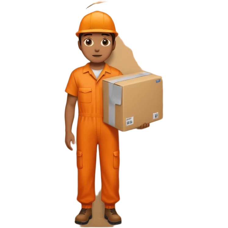 orange overalls carrying a large box emoji