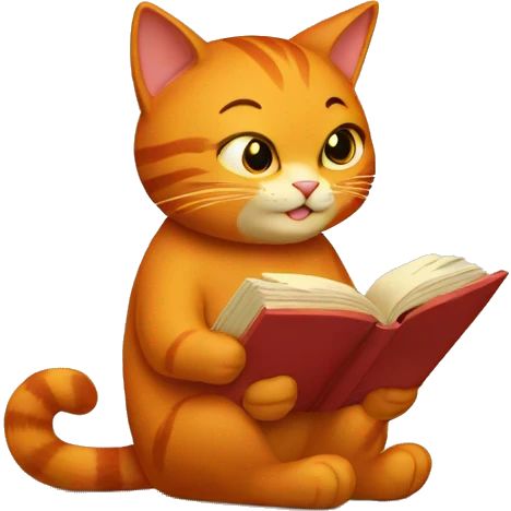 Red cat reading emoji
