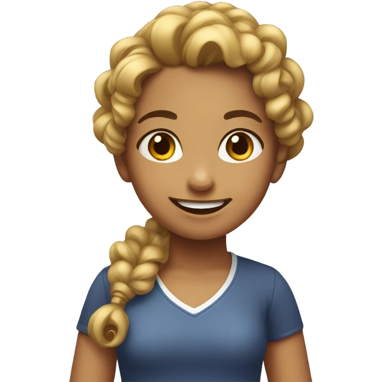 smiling girl with curly ponytail emoji