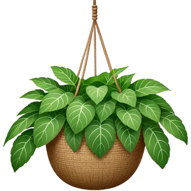 Plectranthus Verticillatus plant with very round circular green leaves in a coconut fiber hanging basket emoji