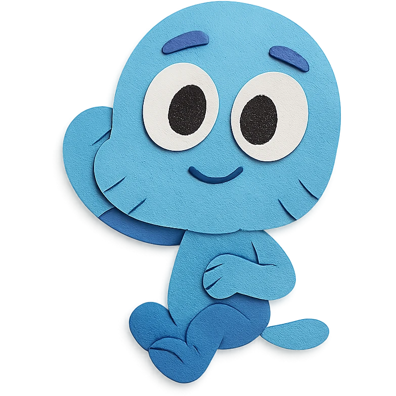 blue character in a cute, detailed pose emoji