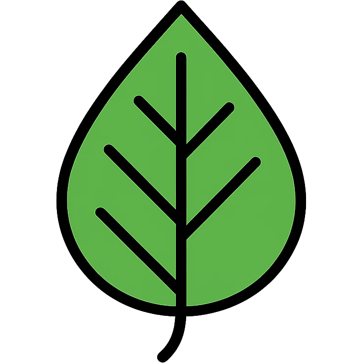 green leaf icon with black outlines emoji