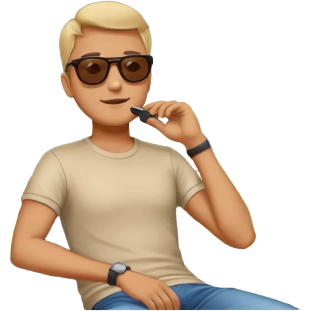 Guy relaxing in park facing towards the sky emoji