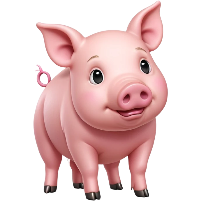 cinematic-[realistic pig]-realistic-full-body-standing-emoji,-tail-flicking-lazily,-head-tilted-dramatically,-sleek-[pink]-skin,-simplified-yet-realistic-focused-features,-highly-detailed,-glowing-with-an-almost-sarcastic-glow emoji