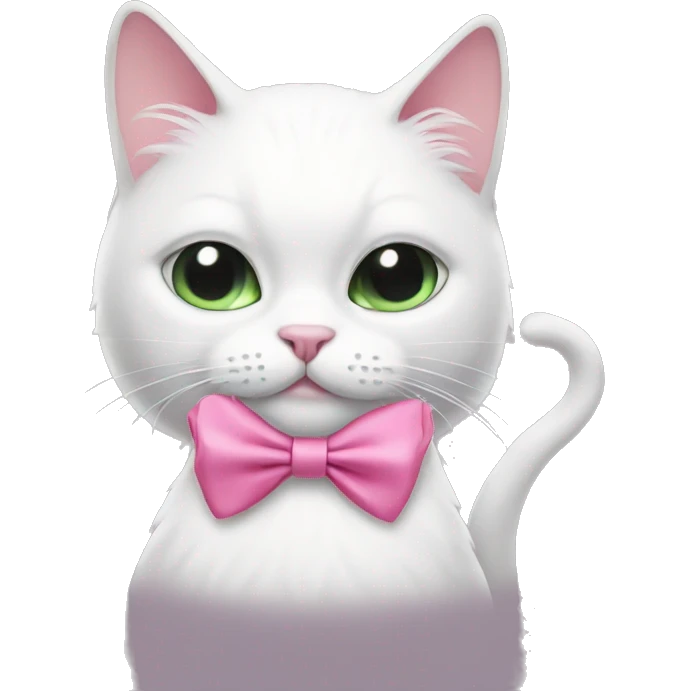White cat with pink bow smoking emoji
