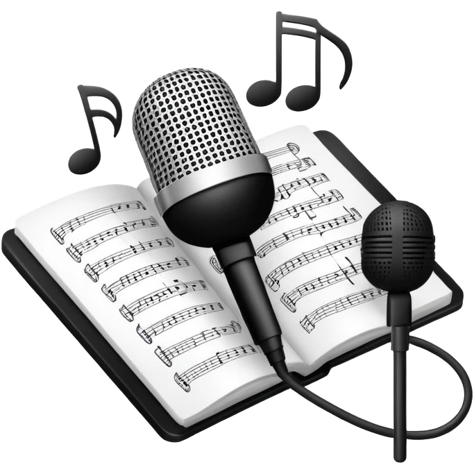 R&B music songlist icon with microphone and musical notes emoji
