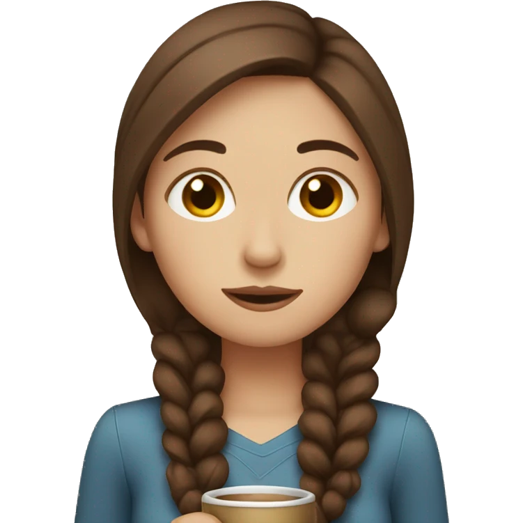 Brown hair girl drinking coffee emoji