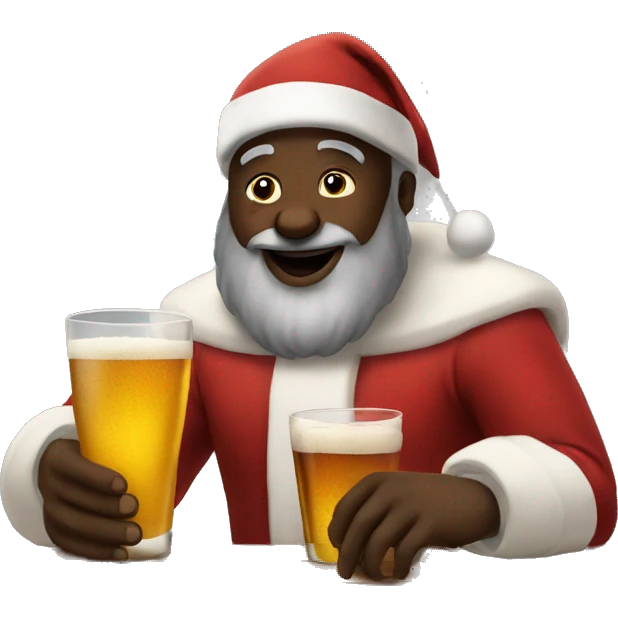 Black Santa drinking at bar  emoji