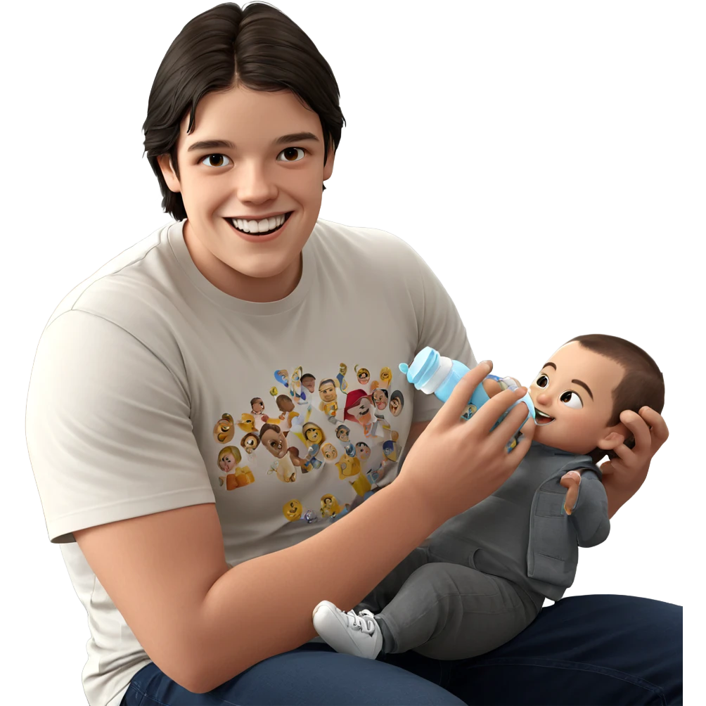 smiling boy with baby bottle emoji