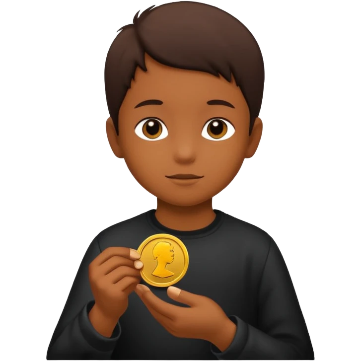 child silhouette holding a coin emoji