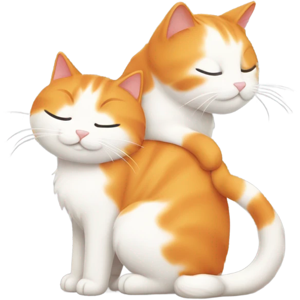 orange cat and fluffy white cat in love emoji
