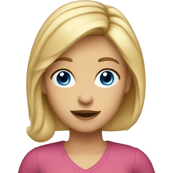 A blond girl around 37 years old, blue eyes and is a loud elementary teacher emoji