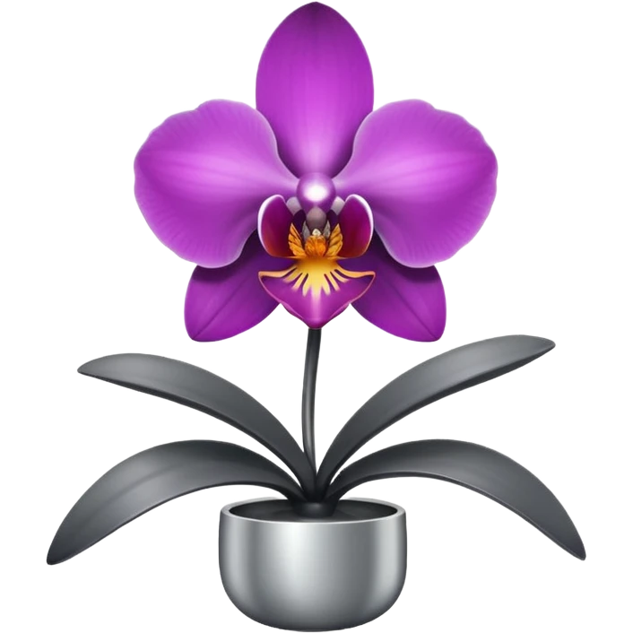 metallic gray chrome minimalistic orchid emoji