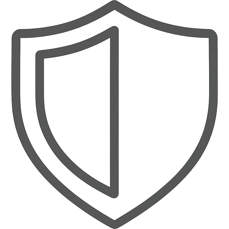 Make this shield icon social media style, flat grey color, modern and minimal, with no background (transparent). emoji