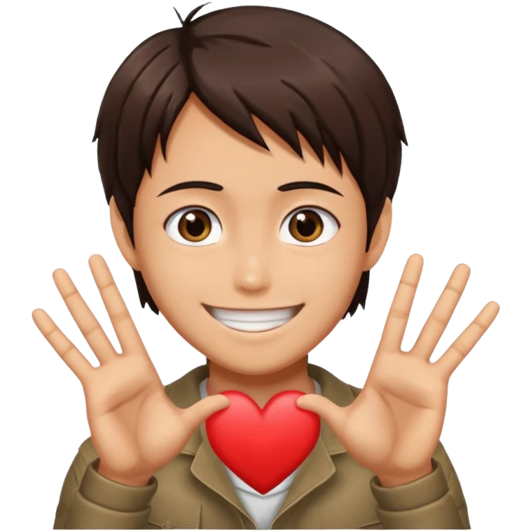 Eren Yeager making a heart sign emoji