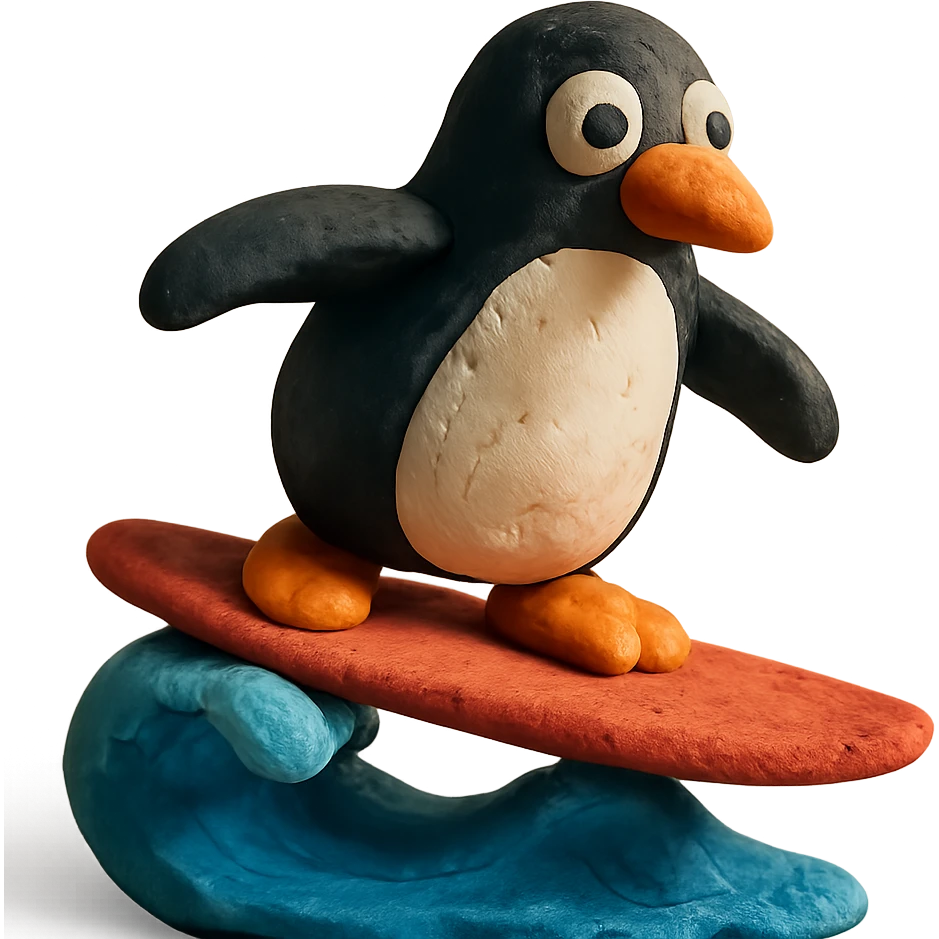 penguin surfing emoji