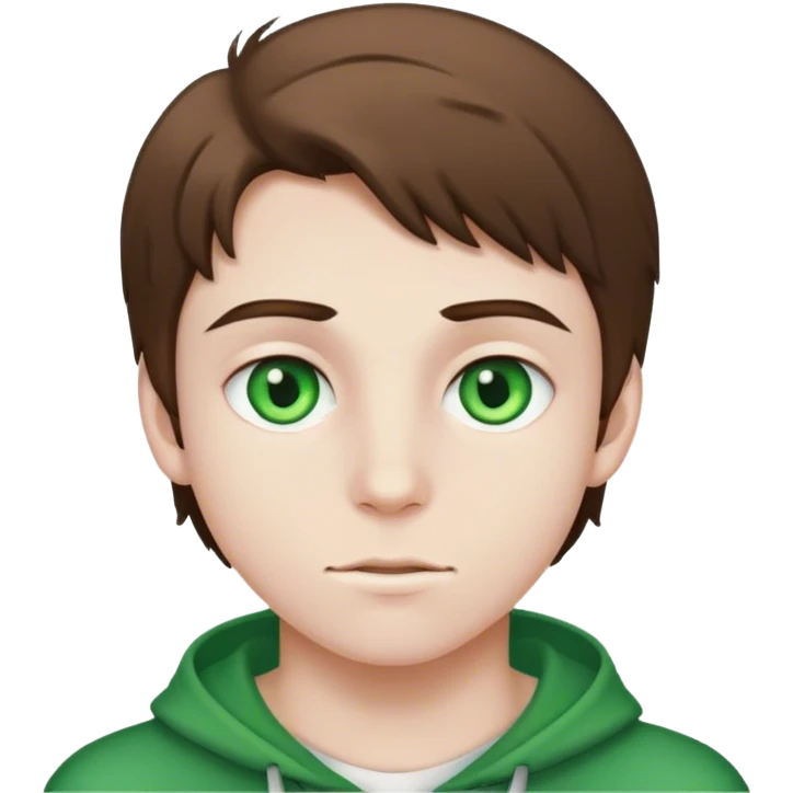 Teen guy with green eyes, white skin and clear brown hair emoji