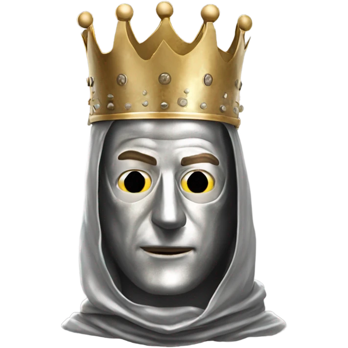 king baldwin IV in silver full face mask up with hand out emoji