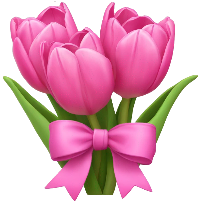 Pink tulips with a bow emoji