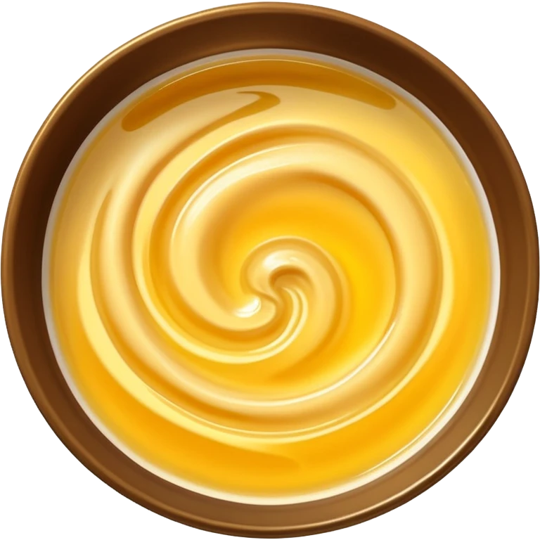 small swirl of chicken broth, glossy golden-yellow, translucent, slightly oily, soft ripples, rich and inviting, no bowl, spoon, or herbs, just the liquid, soft lighting, emoji scale emoji