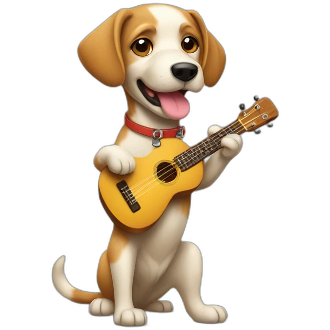 chien debout qui fait du ukelele emoji