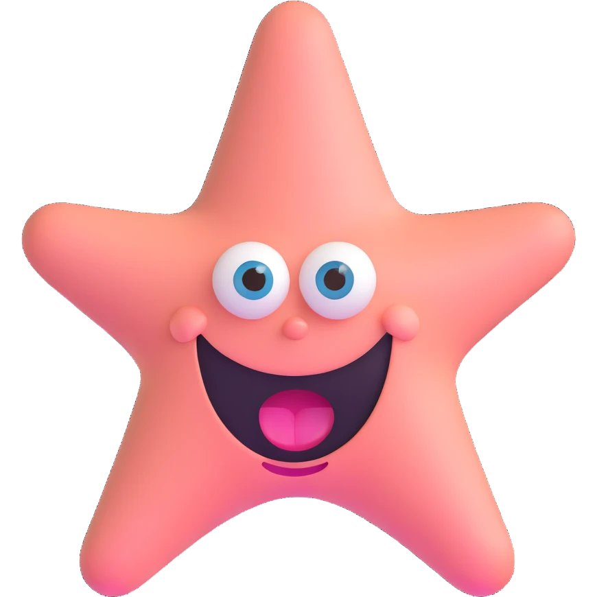 Patrick Star face from SpongeBob, wide eyes, big smile emoji