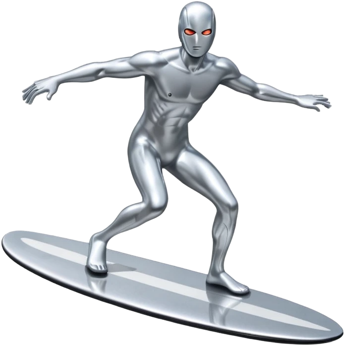 silver surfer standing on his board, cosmic background emoji
