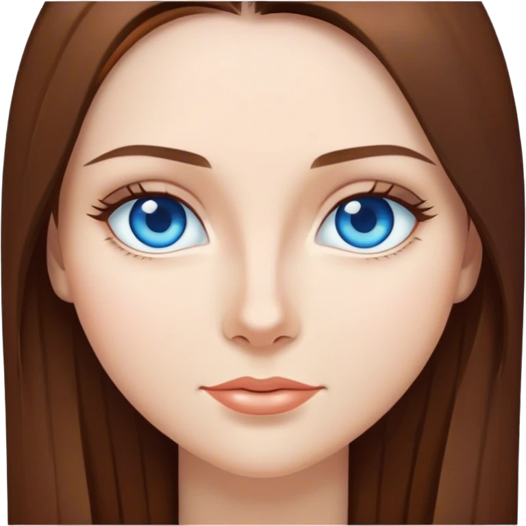Woman with straight long brown hair and blue eyes  emoji