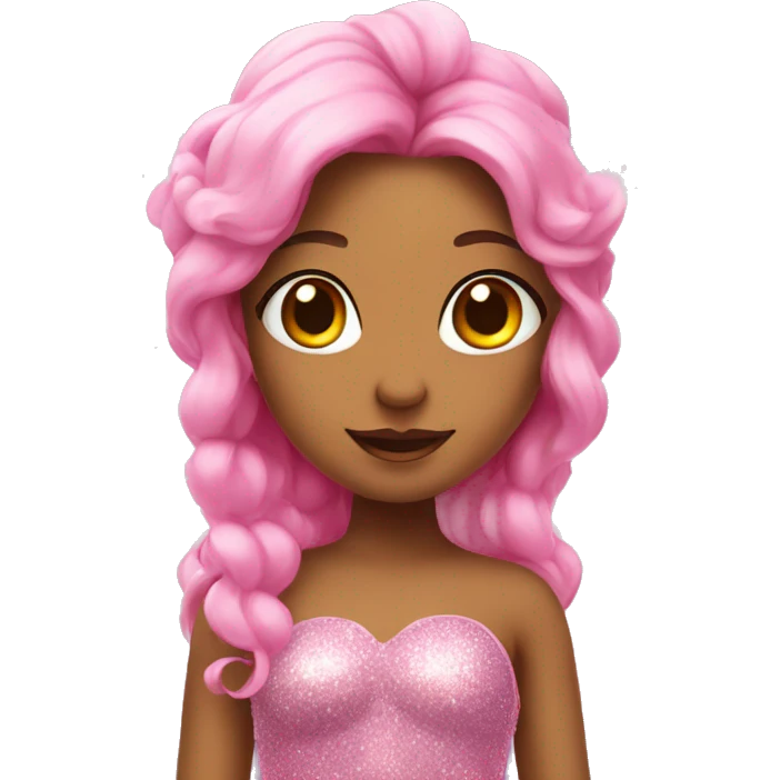 A pink fairy with a sparkly outfit in the sky emoji