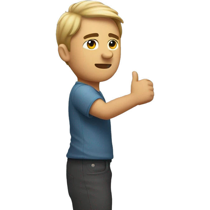 sideview of a man holding his arm up at a 45 degree angle emoji