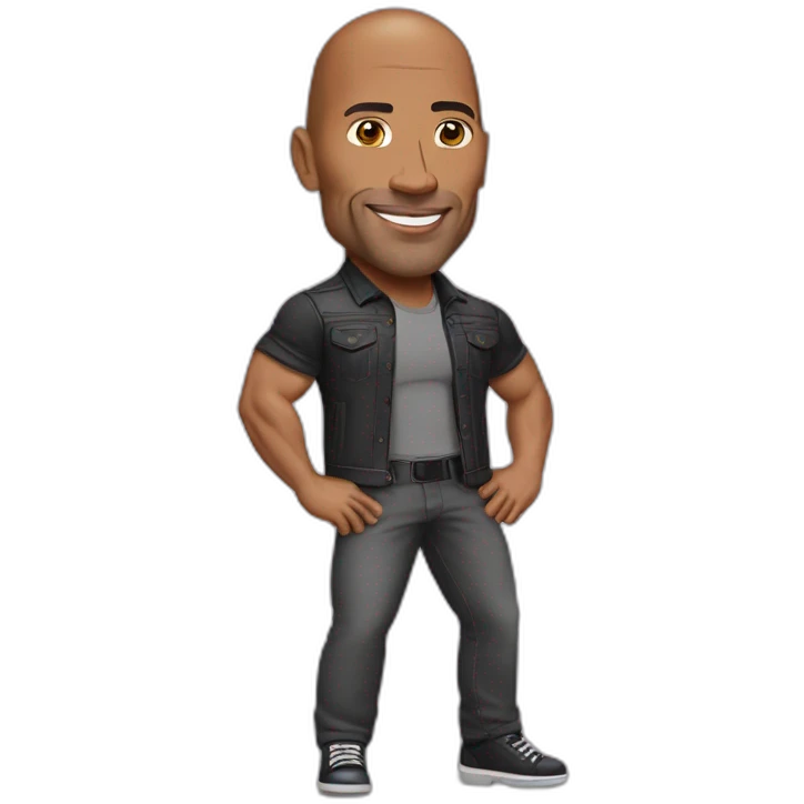 Dwayne johnson jouant a la poupée emoji