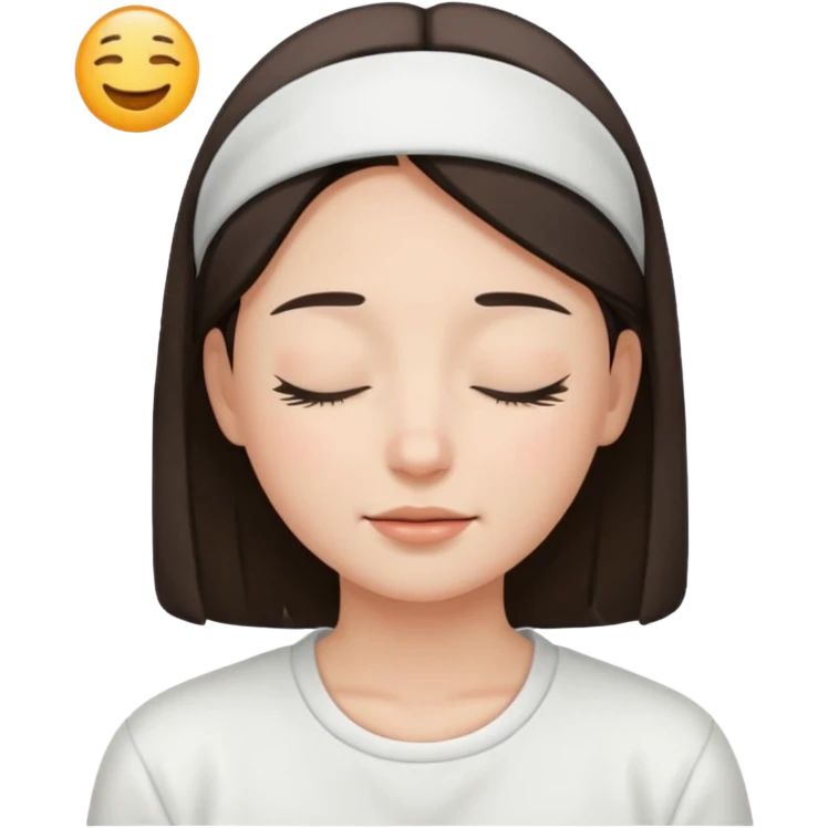 closed eyes relieved facial expression in a white clothing  emoji