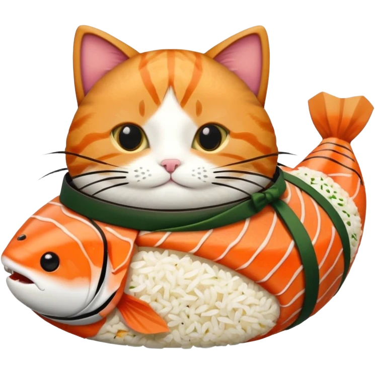 cat dressed as a piece of sushi emoji