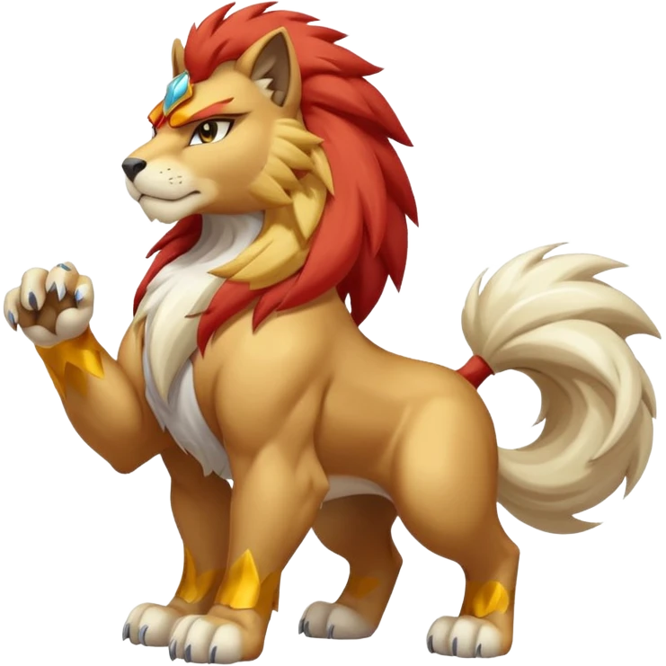 White Shiny Anthro Entei-feline-cat emoji