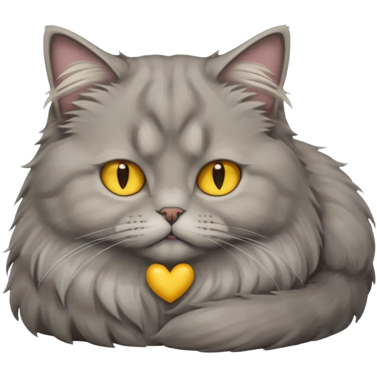 grey fluffy british long hair cat with yellow eyes ist sleeping emoji