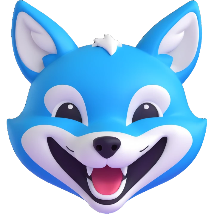 blue fox face laughing emoji