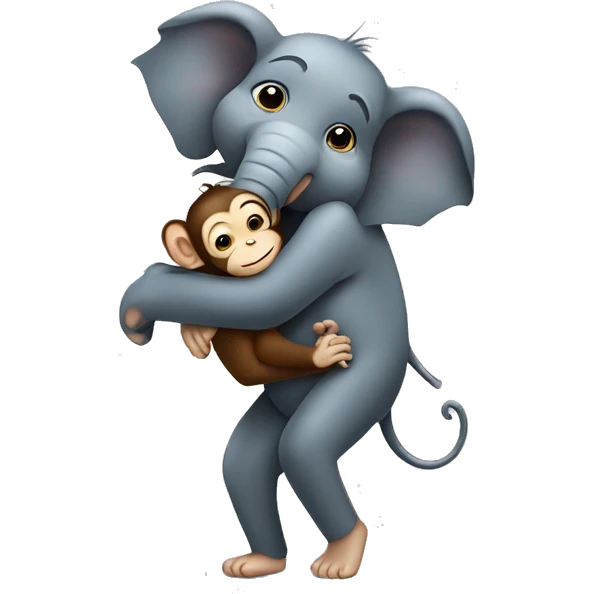 Monkey giving a hug to an elephant  emoji