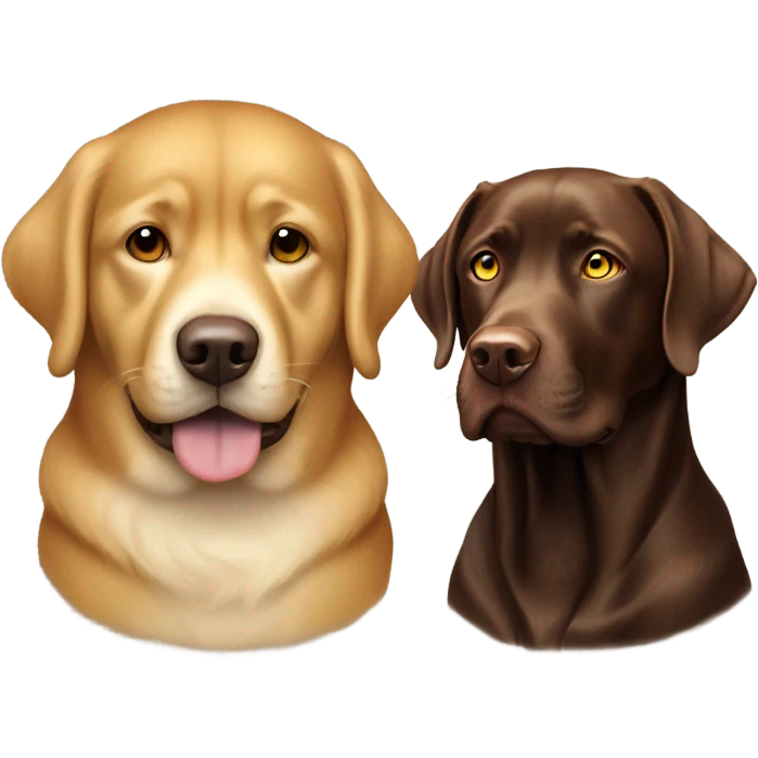 Donald trump with a chocolate lab dog with a white stripe on chest and yellow eyes emoji