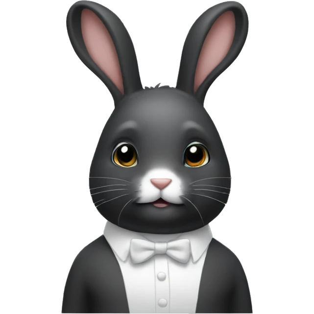 Black bunny white chest, snout and forehead emoji
