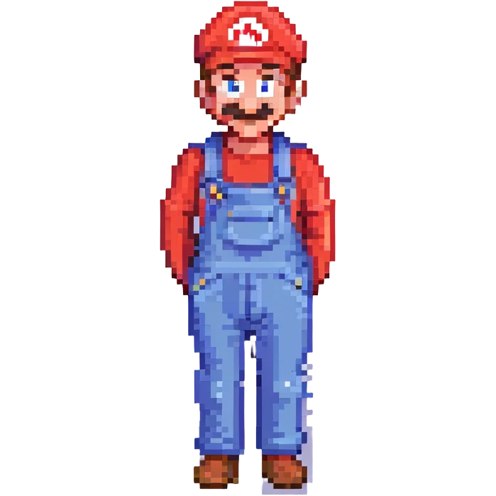 Mario, red hat, blue overalls, mustache, cheerful, classic video game character emoji