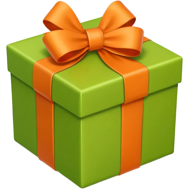 apple style emoji of a light green box with an orange bow emoji