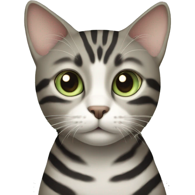 Cat with brown, Grey, and Black stripes an light Green eyes emoji