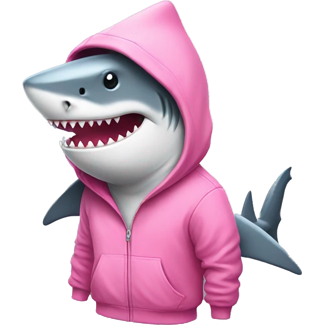 shark wearing a pink hoodie emoji