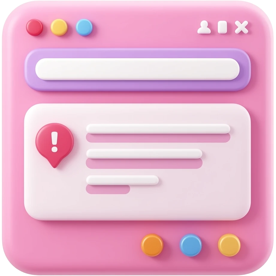 Pink color 2D render iPhone emoji png of a detailed Computer UI pop ups emoji