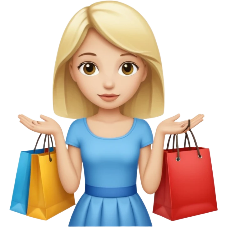 blonde girl with shopping bags emoji