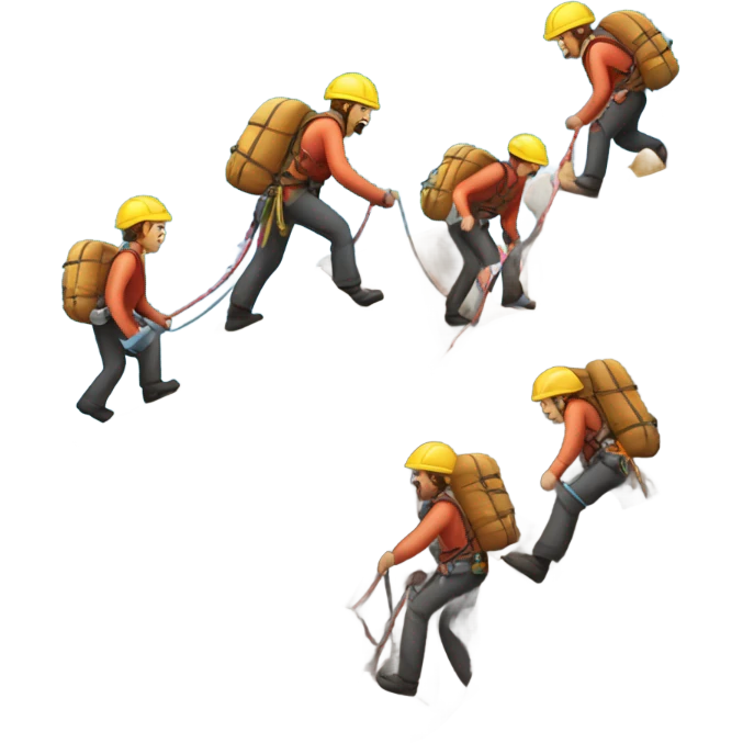 A Mountain with Multiple Climbers Helping Each Other Up emoji