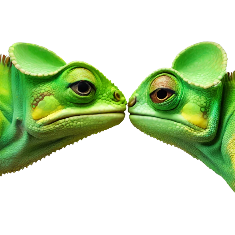 two chameleons kissing emoji