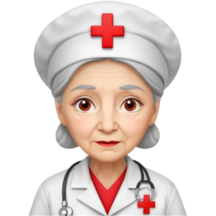 old woman nurse, red cross hat emoji
